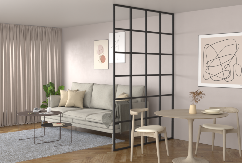Scandinavian Environment Divider 3D metal frame installation animation
