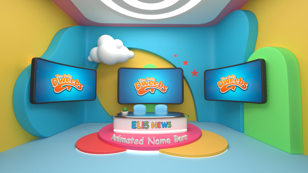 Kids TV NewsSet Design stylized 3D studio visualization