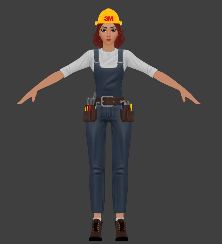 Female Worker Rigging using Rigify in Blender